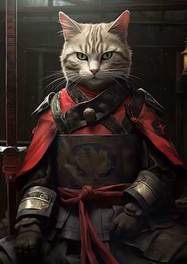 Cat With Samurai Costume