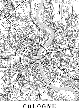 Cologne White Map