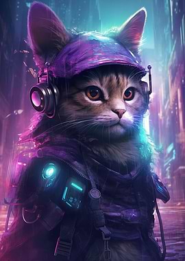 Futuristic Cyberpunk Cat