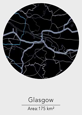 Glasgow black round map
