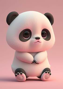 Cute baby white panda