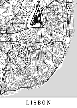 Lisbon White Map