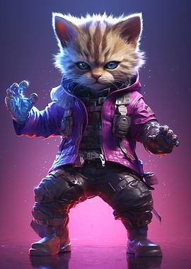 Futuristic Cyberpunk Cat