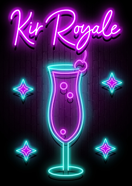 Kir Royale Cocktail Neon