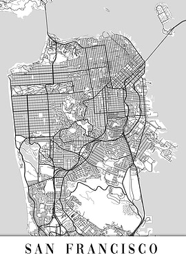 San Francisco White Map