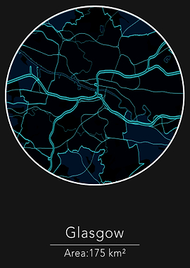 Glasgow blue round map