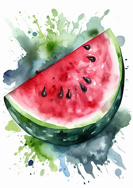Melon Fruit Watercolor