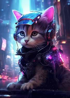 Futuristic Cyberpunk Cat