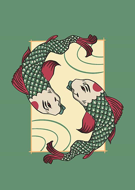 Japanese style koi fish