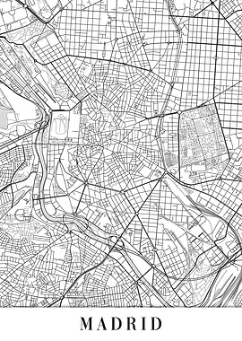 Madrid White Map