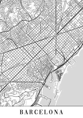 Barcelona White Map