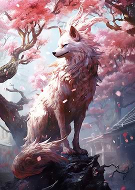 White Japanese Kitsune Fox