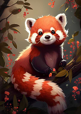 Cute red Panda Animal Art