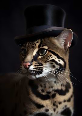 Ocelot with top Hat