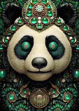 Green Futurist Panda Bear