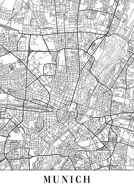 Munich White Map