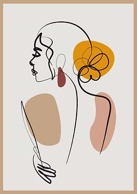 One line woman portrait