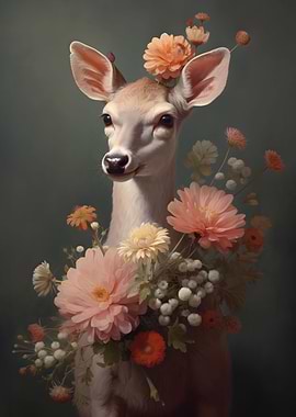 Sassy Floral Deer Stag