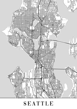 Seattle White Map