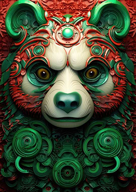 Green Futurist Panda Bear