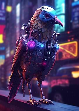 Futuristic Cyberpunk Bird