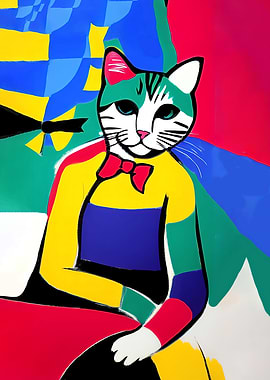 Retro Colorful Cat