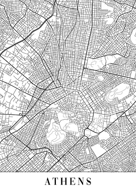 Athens White Map
