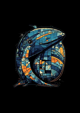 Geometric Whale Animal