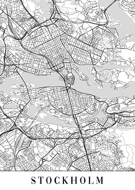 Stockholm White Map