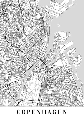 Copenhagen White Map