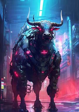 Futuristic Cyberpunk Bull
