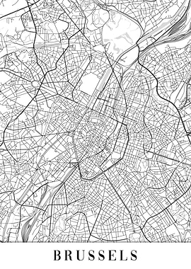 Brussels White Map