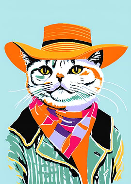 Cowboy Cat Portrait