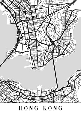 Hong Kong White Map