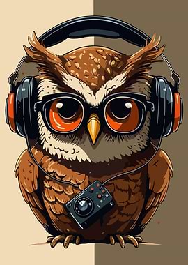 Owl Listening a Music