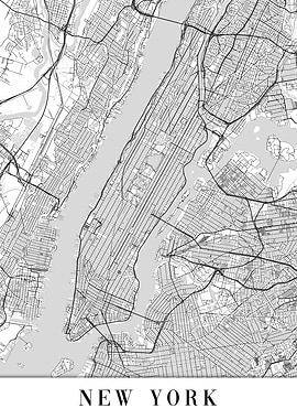 New York White Map