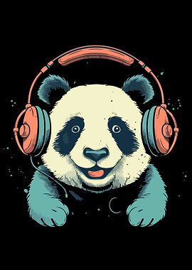 Cute Baby Panda Headphone
