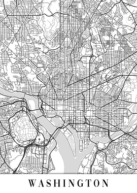 Washington White Map