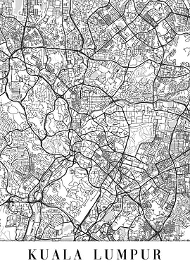 Kuala Lumpur White Map