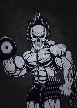 Skull Bodybuilder DB Curl