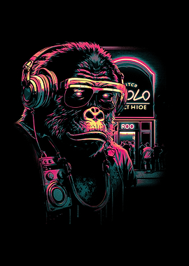 Neon gorilla design