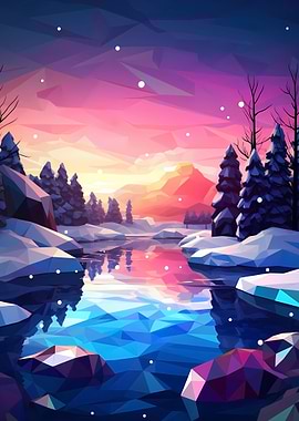 Winter Lake Low Poly