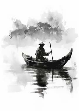Canoe Journey in Ink