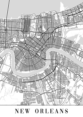 New Orleans White Map