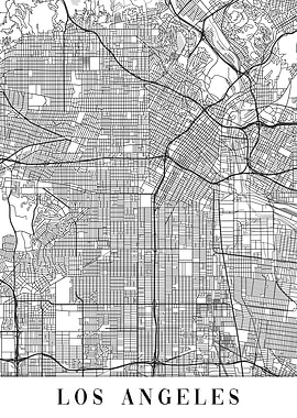 Los Angeles White Map