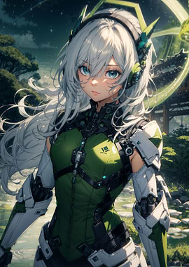 A girl in cybernetic armor