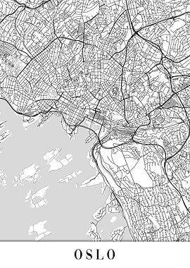 Oslo White Map