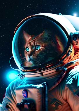 Cat Astronaut Space
