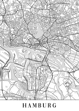 Hamburg White Map