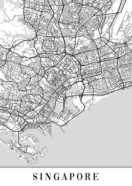 Singapore White Map